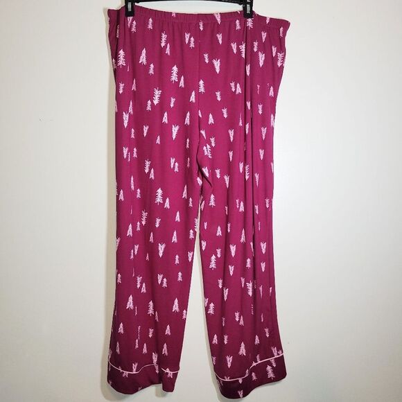 New Joyspun Magenta Christmas Tree Pajama Set 2X - Picture 7 of 15